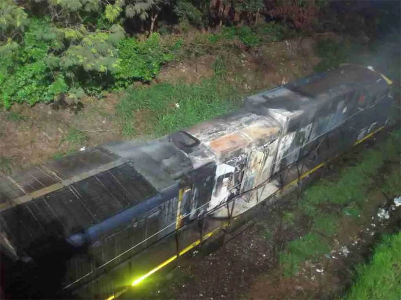 Incêndio em locomotiva mobiliza Corpo de Bombeiros e Guarda Municipal em Ibaté