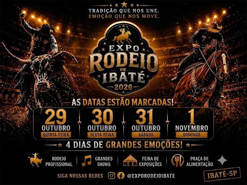 Expo Rodeio de Ibaté 2026 tem datas oficialmente confirmadas